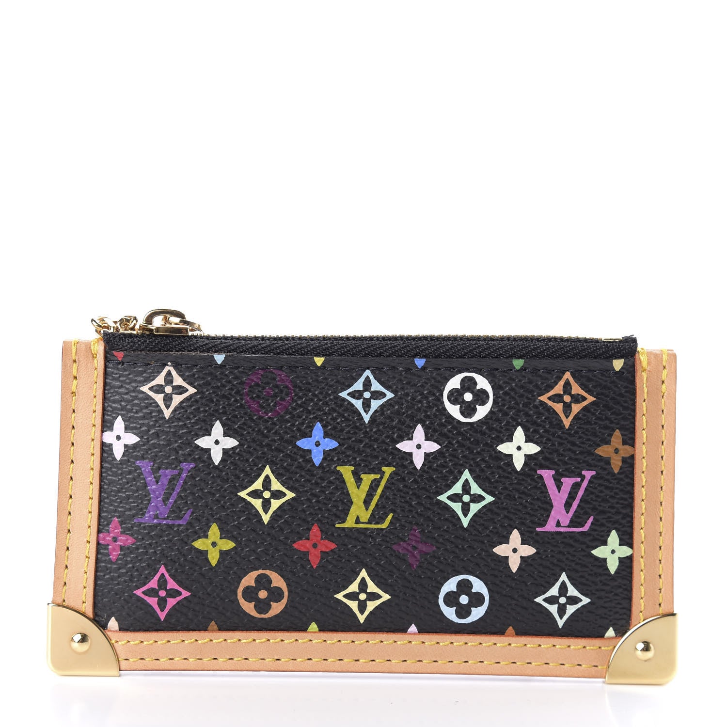 Louis Vuitton Monogram Multicolor Key Pouch Black 3 of 9