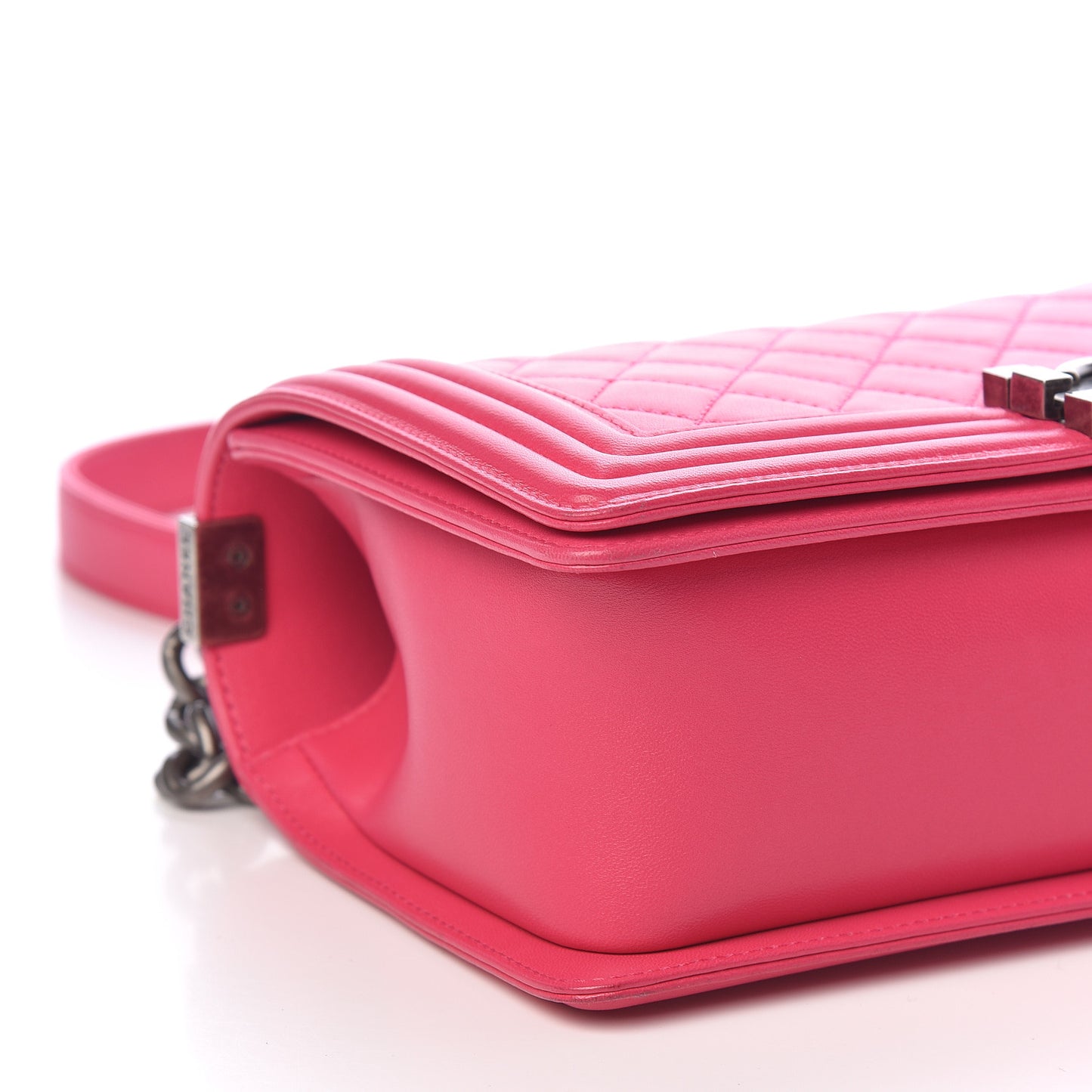 Lambskin Quilted Medium Boy Flap Dark Pink