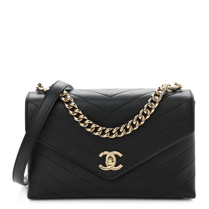 Chanel Calfskin Chevron Stitched Small Coco Flap Bag Black 1 of 10