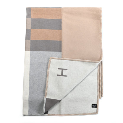 Hermes Wool Cashmere H Casaque Blanket Sable Ecru 2 of 3