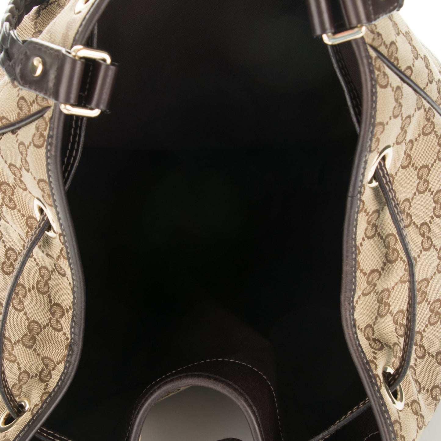 Monogram Peggy Braided Tote Dark Brown