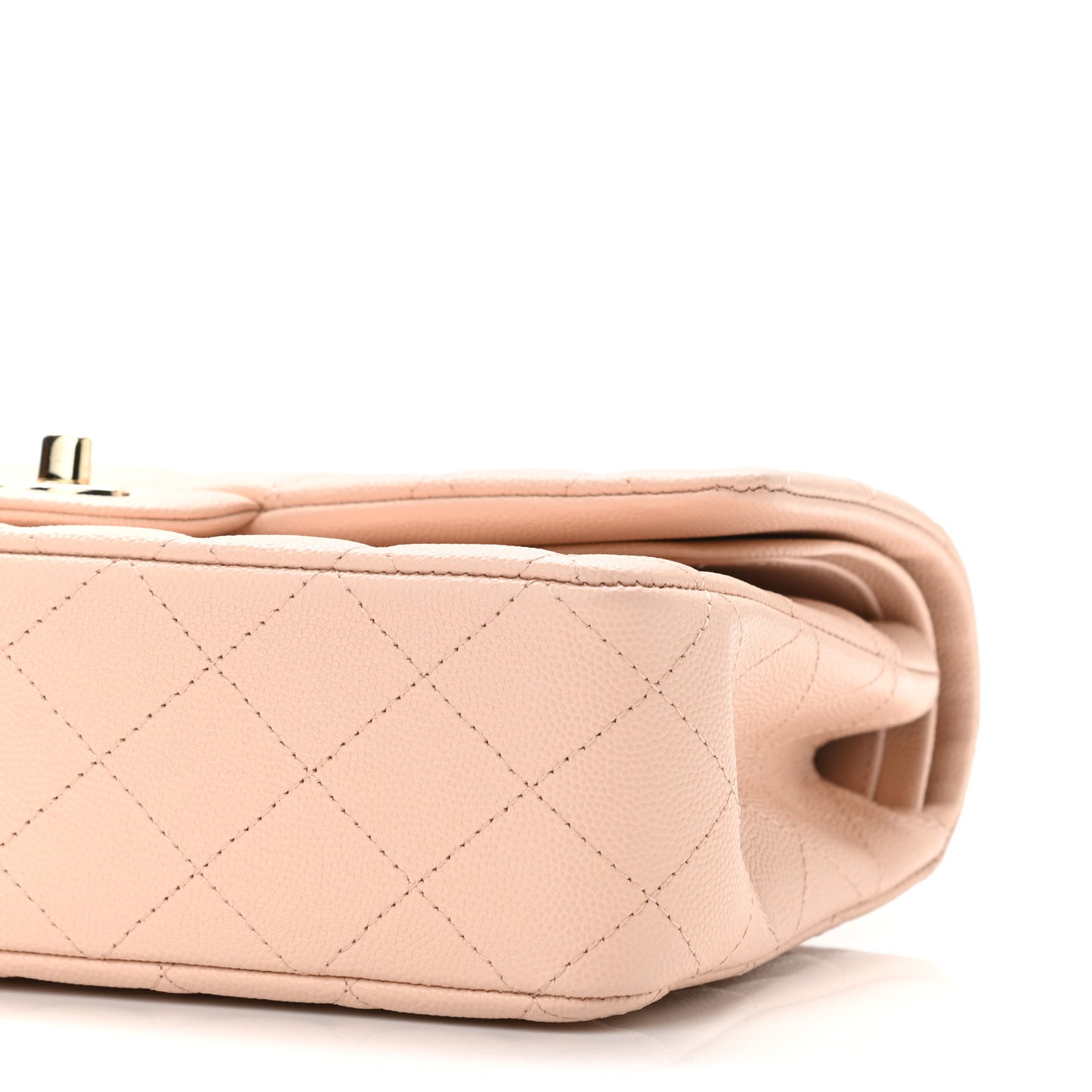 Caviar Quilted Medium Double Flap Light Beige