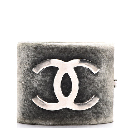 Chanel Velvet CC Cuff Silver Grey 1 of 10