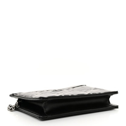 Christian Dior Calfskin Macrocannage Diamond Caro Zipped Pouch With Chain Black 4 of 13