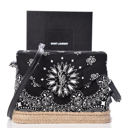 Saint Laurent Cotton Bandana Y Quilted Monogram Toy Loulou Crossbody Bag Black White 11 of 11