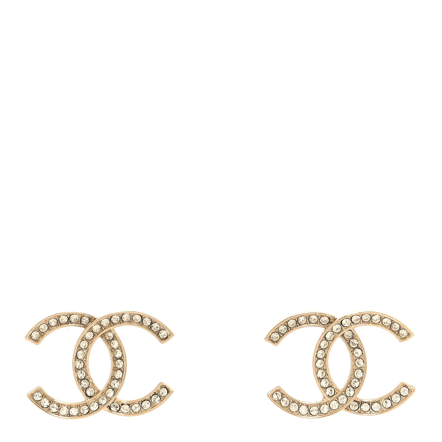 Crystal Large CC Earrings Gold