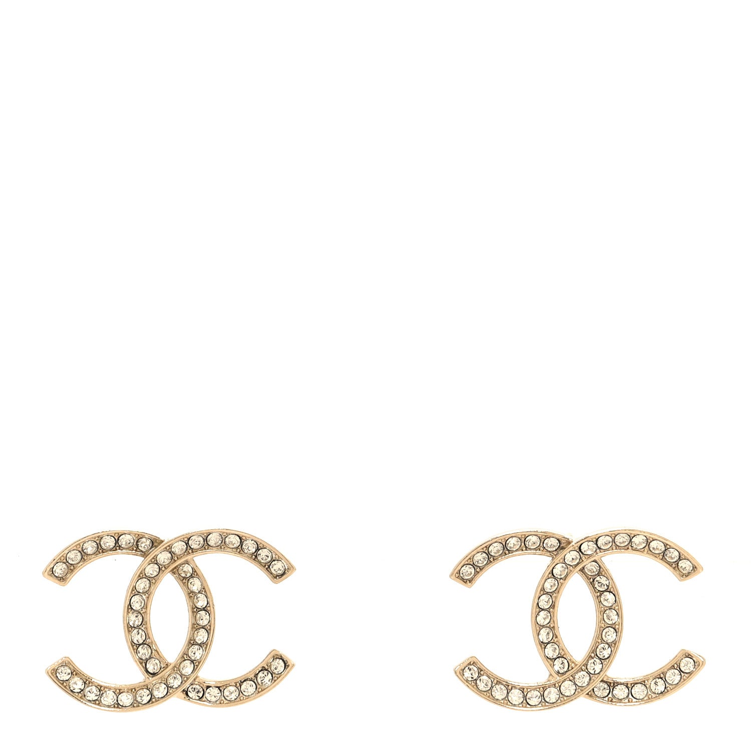 Chanel Crystal Large CC Earrings Gold 1 of 5