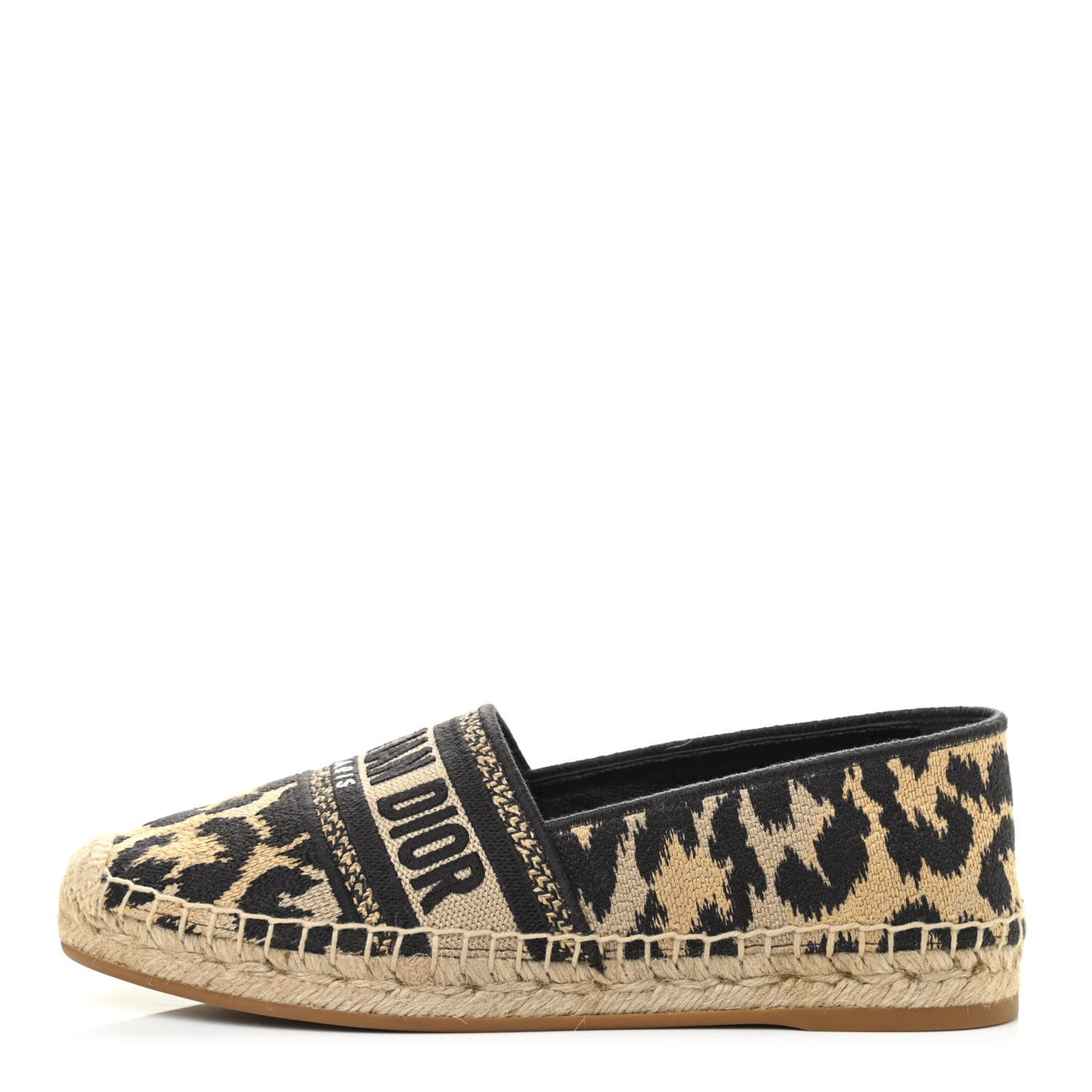 Cotton Embroidered Leopard Print Granville Espadrille 35.5 Natural