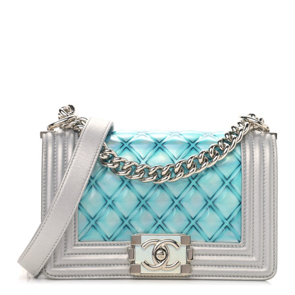 Chanel Metallic Lambskin PVC Quilted Small Boy Flap Blue 1 of 11