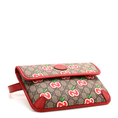 Gucci GG Supreme Monogram Apple Interlocking G Belt Bag Beige Multicolor Lobster Red 4 of 10
