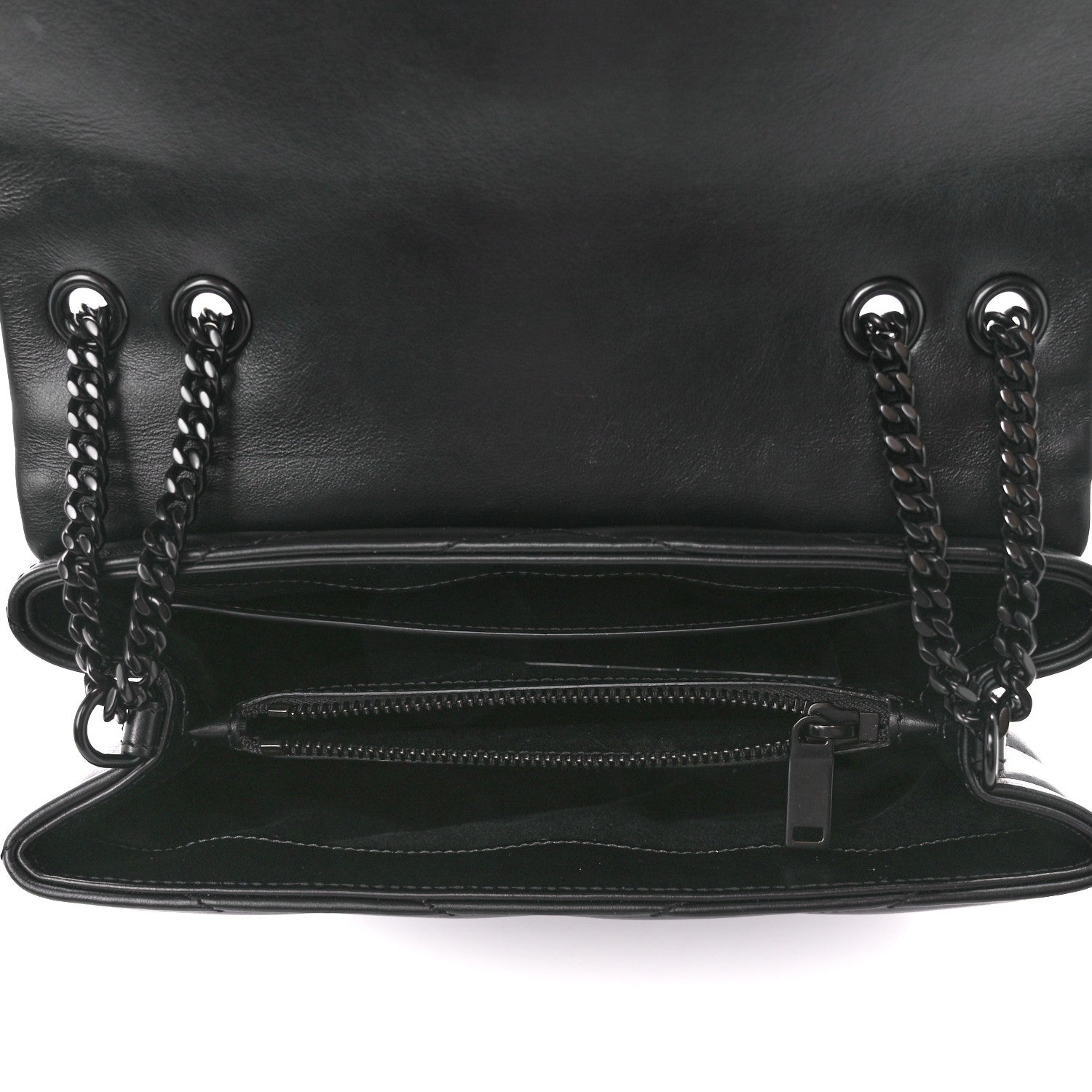 Saint Laurent Calfskin Y Quilted Monogram Monochrome Small Loulou Chain Satchel Black 5 of 12