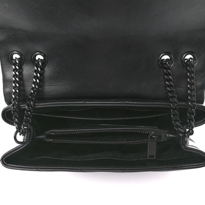 Saint Laurent Calfskin Y Quilted Monogram Monochrome Small Loulou Chain Satchel Black 5 of 12