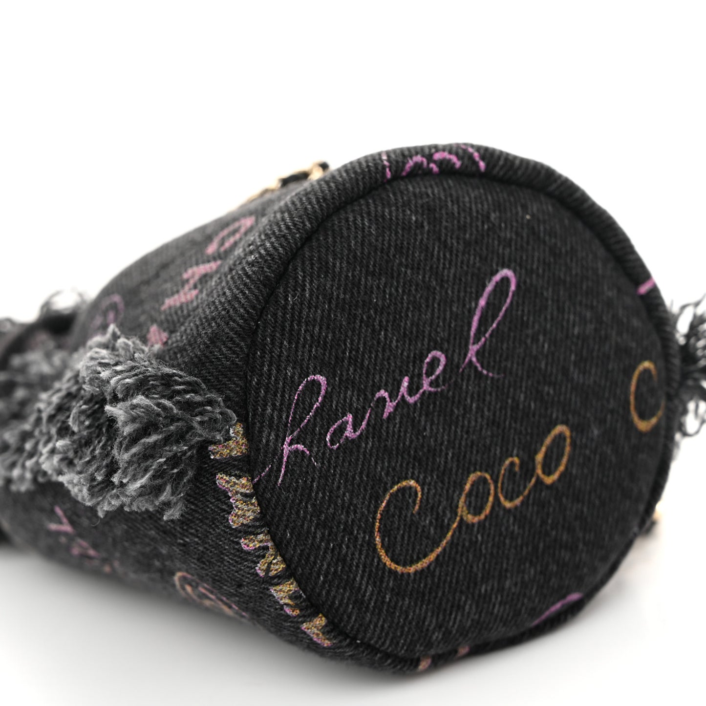 Denim Quilted Mood Mini Bucket With Chain Black Multicolor