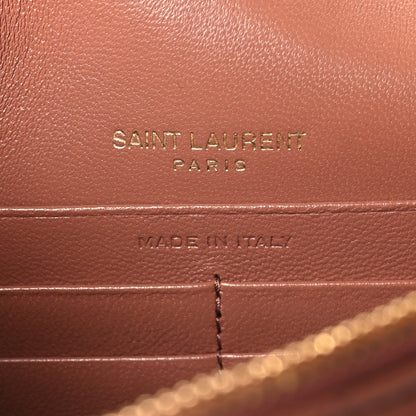 Saint Laurent Calfskin Matelasse Chevron Monogram Envelope Chain Wallet Barely Pink 6 of 9