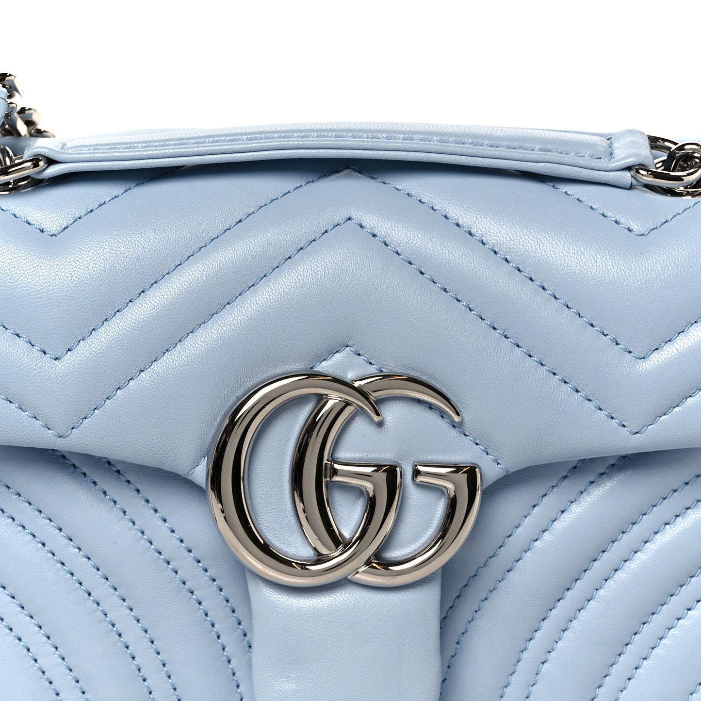 Lambskin Matelasse Small GG Marmont Shoulder Bag Porcelain Light Blue