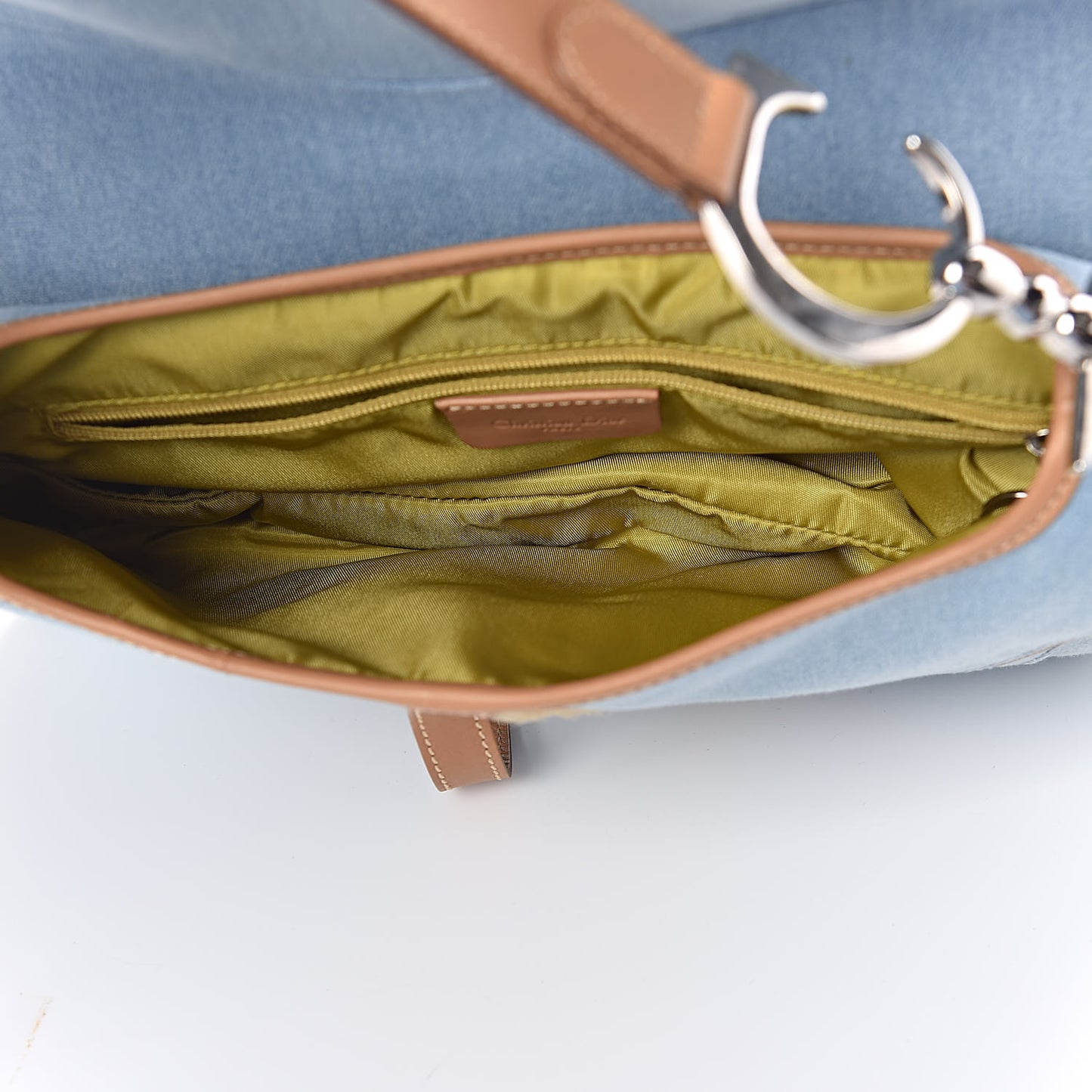 Denim Calfskin Double Saddle Bag Light Blue