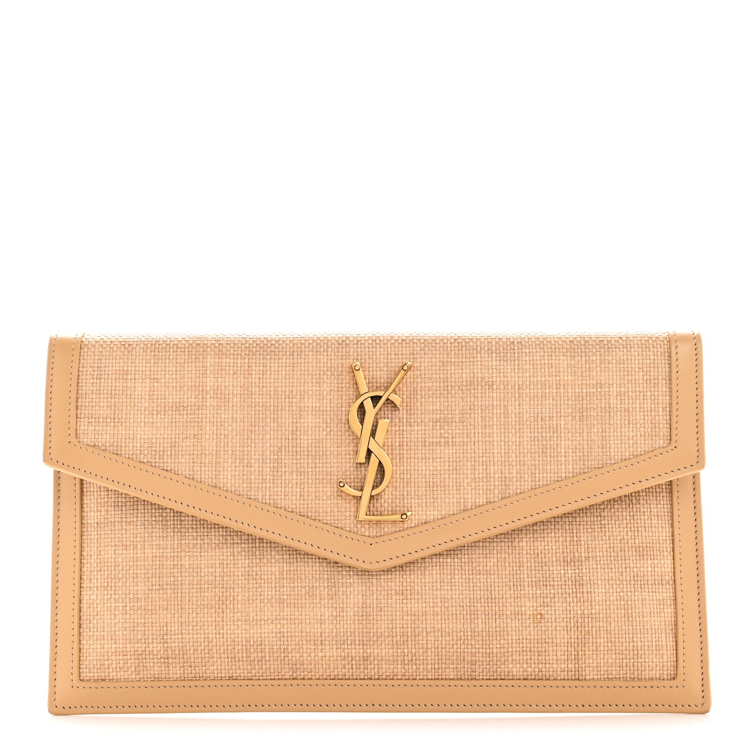 Saint Laurent Micro Raffia Uptown Pouch Natural Hay Blush 1 of 7