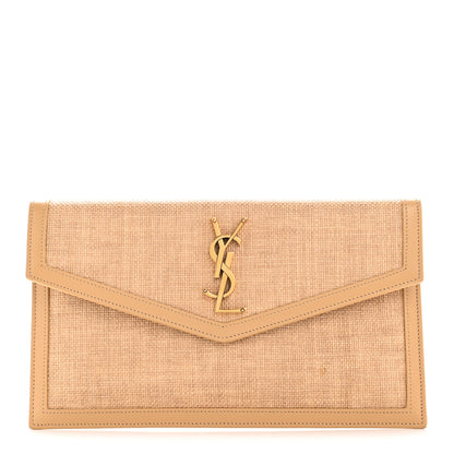 Saint Laurent Micro Raffia Uptown Pouch Natural Hay Blush 1 of 7