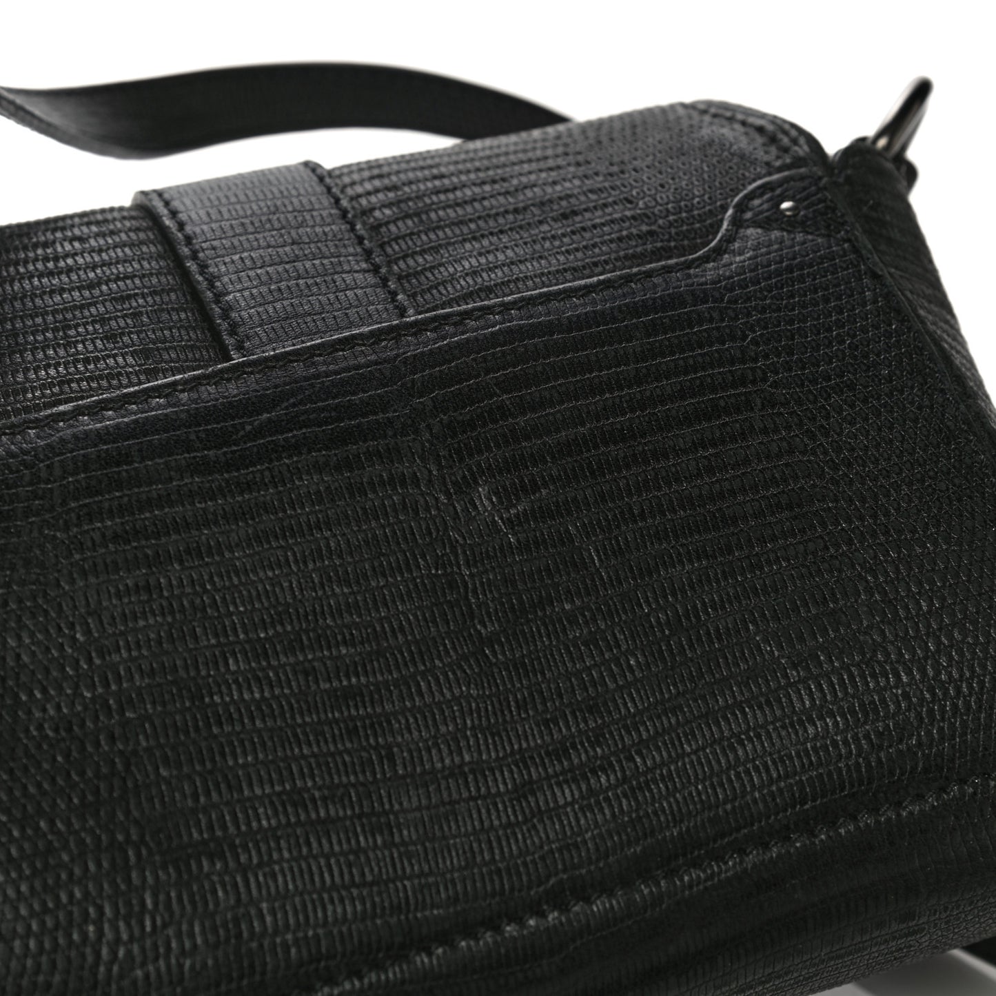 Lambskin Lizard Embossed Obsedia Shoulder Bag Black