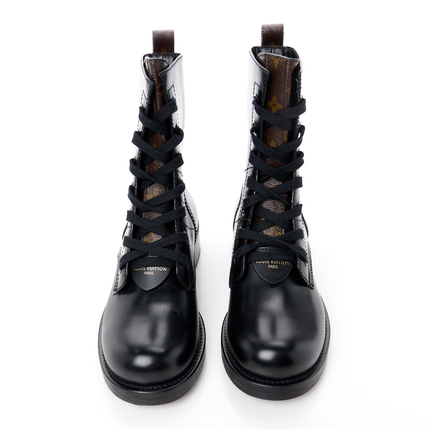 Louis Vuitton Calfskin Monogram Metropolis Flat Ranger Boots 37.5 Black 2 of 11