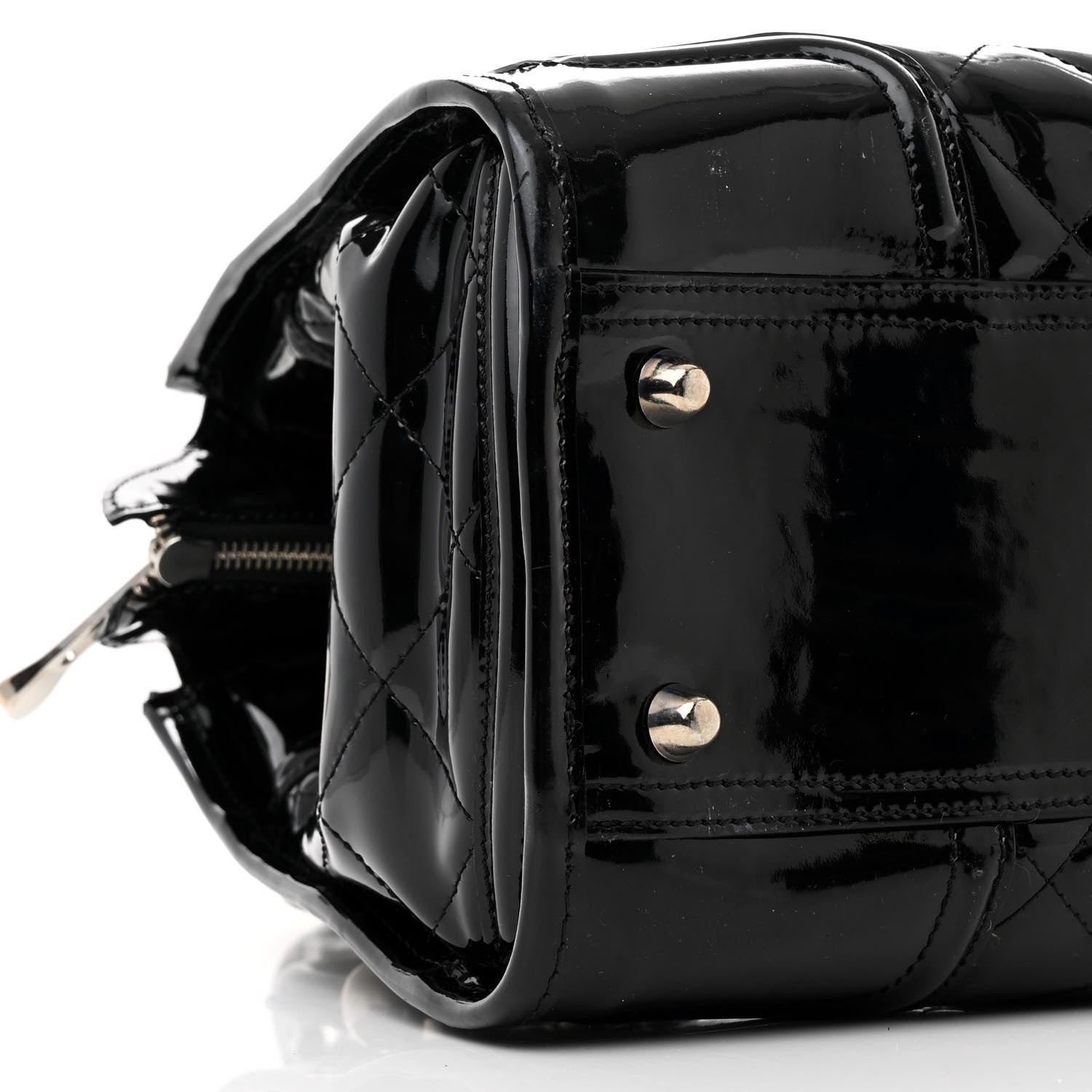 Burberry Patent Quilted Large Manor Tote  Black 9 of 11