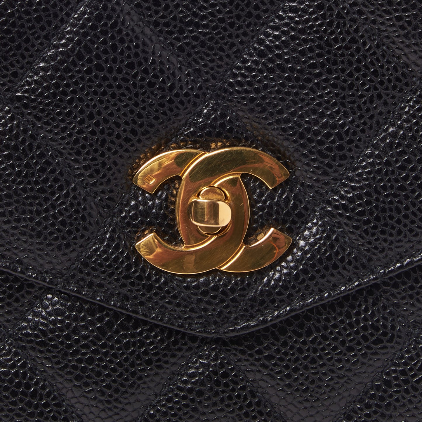 Caviar Quilted Flap Shoulder Bag Black