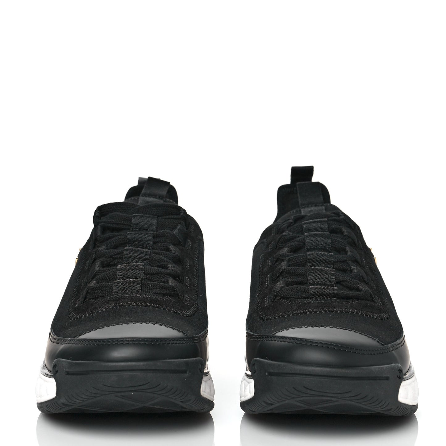 Velvet Calfskin Mixed Fibers CC Sneakers 39.5 Black