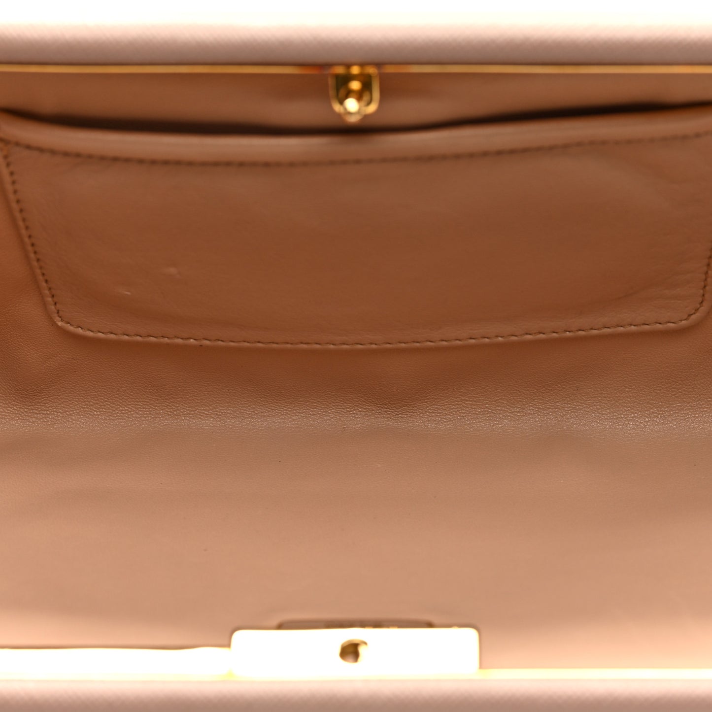 Saffiano Lux East West Frame Clutch Cipria