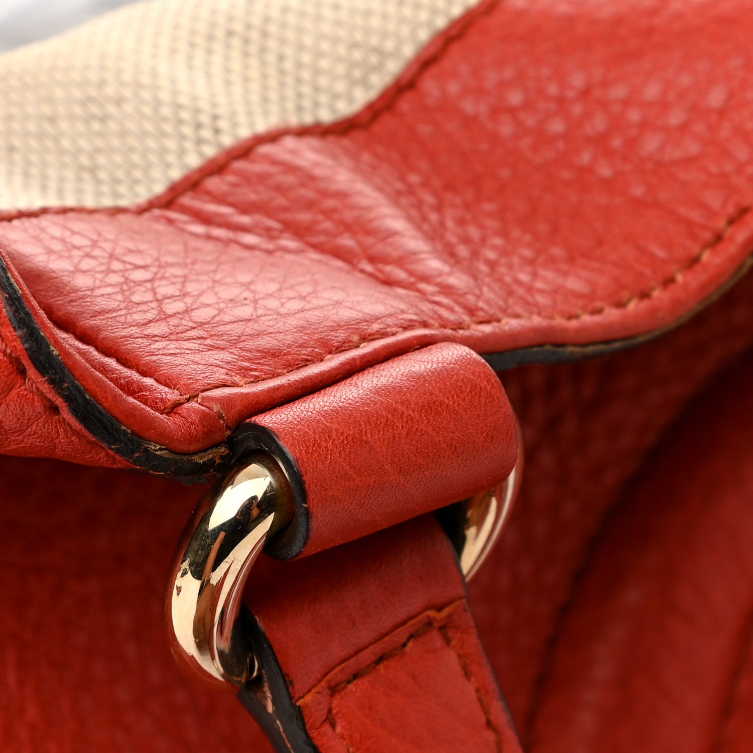 Gucci Pebbled Calfskin Medium Soho Shoulder Bag Red 11 of 13
