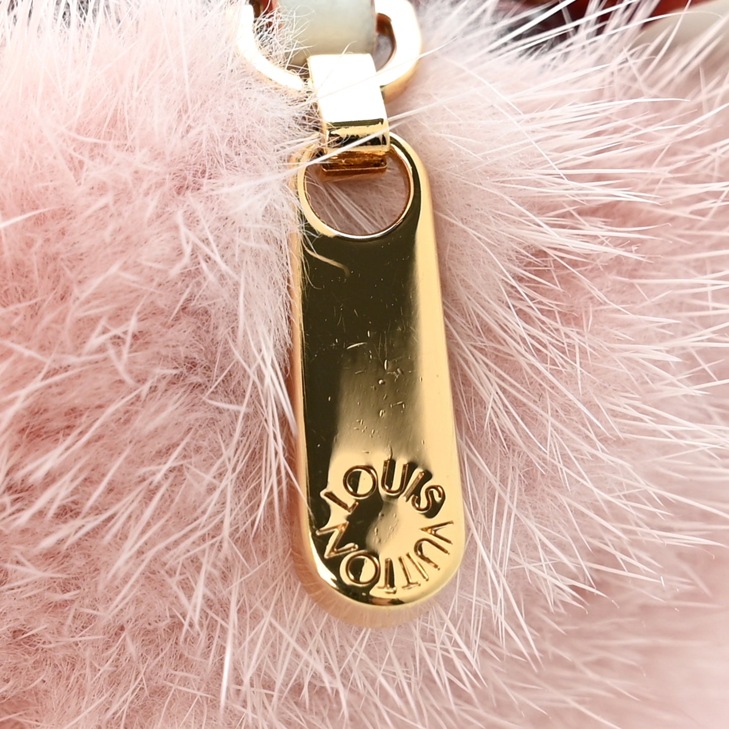 Calfskin Mink Fur Wild Puppet Bag Charm Key Holder Rose