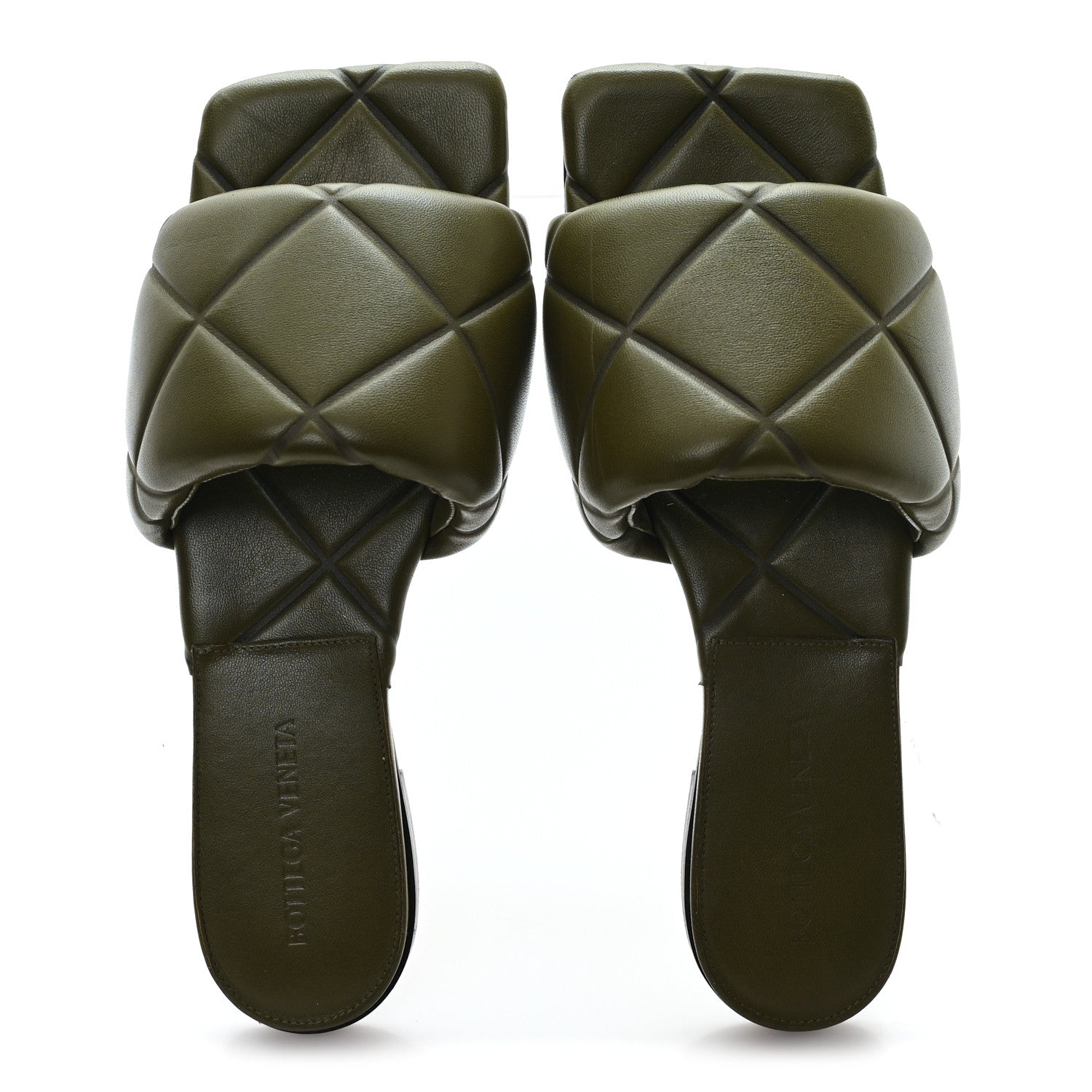 Bottega Veneta Nappa Quilted Rubber Lido Flat Sandals 37 Khaki 2 of 8