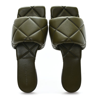 Bottega Veneta Nappa Quilted Rubber Lido Flat Sandals 37 Khaki 2 of 8