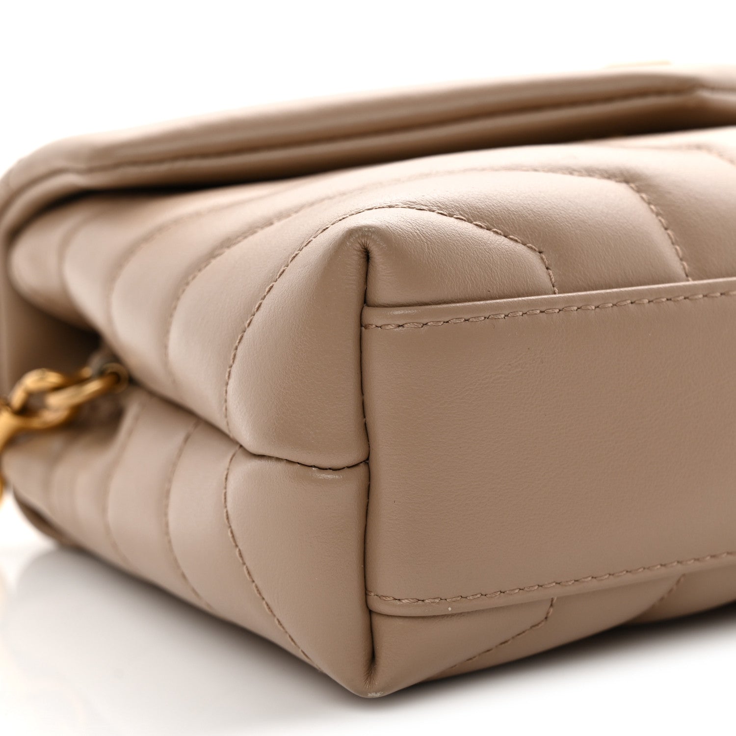 Saint Laurent Calfskin Y Quilted Monogram Toy Loulou Crossbody Bag Dark Beige 8 of 11