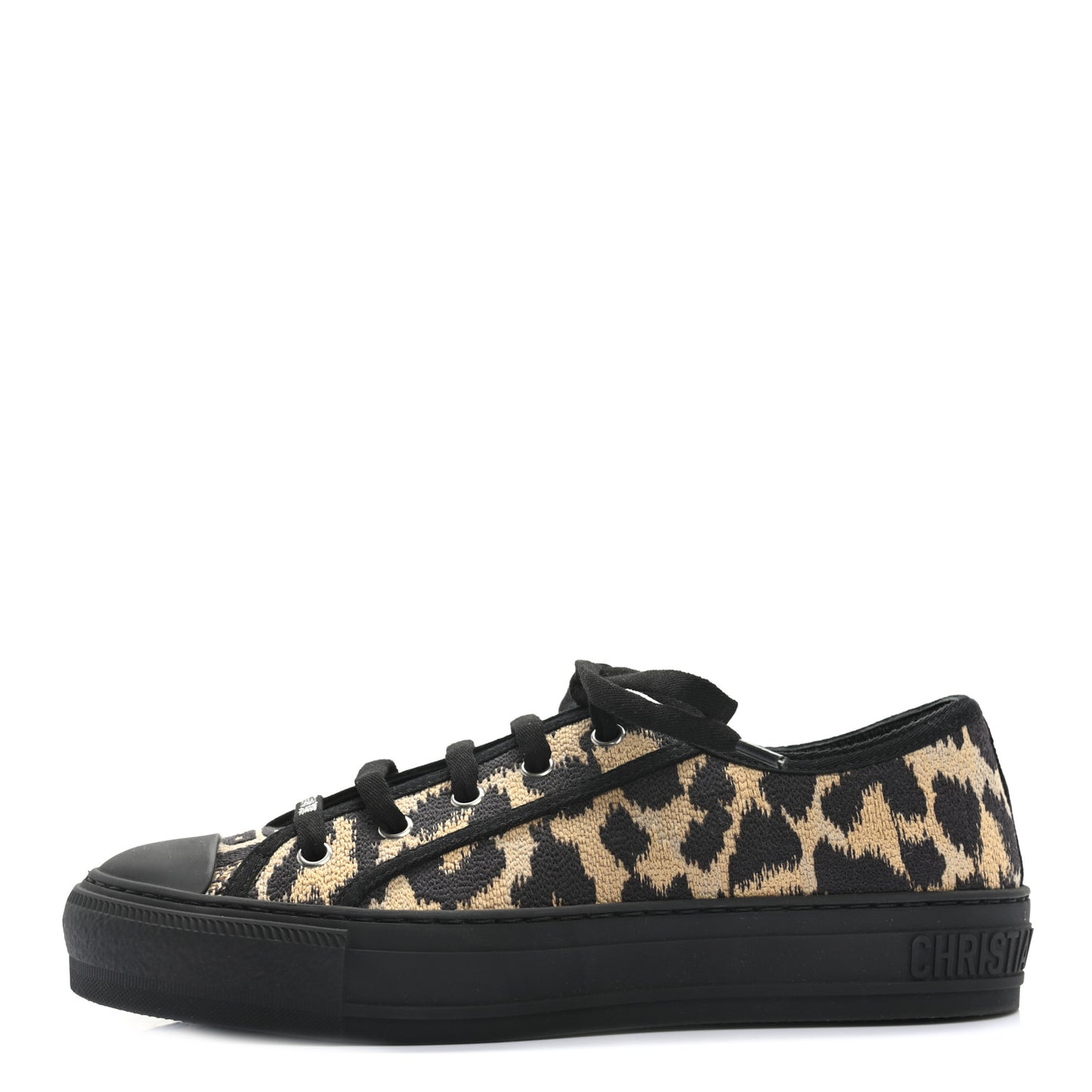 Cotton Mizza Embroidered Walk'N'Dior Low Top Sneakers 37.5 Natural Black