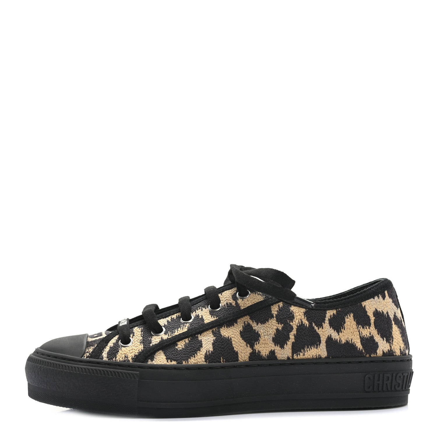 Christian Dior Cotton Mizza Embroidered Walk'N'Dior Low Top Sneakers 37.5 Natural Black 1 of 8