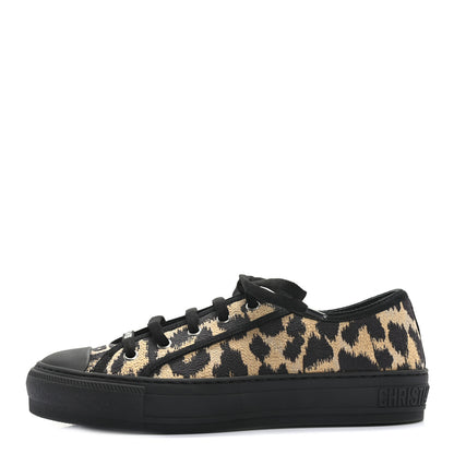Christian Dior Cotton Mizza Embroidered Walk'N'Dior Low Top Sneakers 37.5 Natural Black 1 of 8