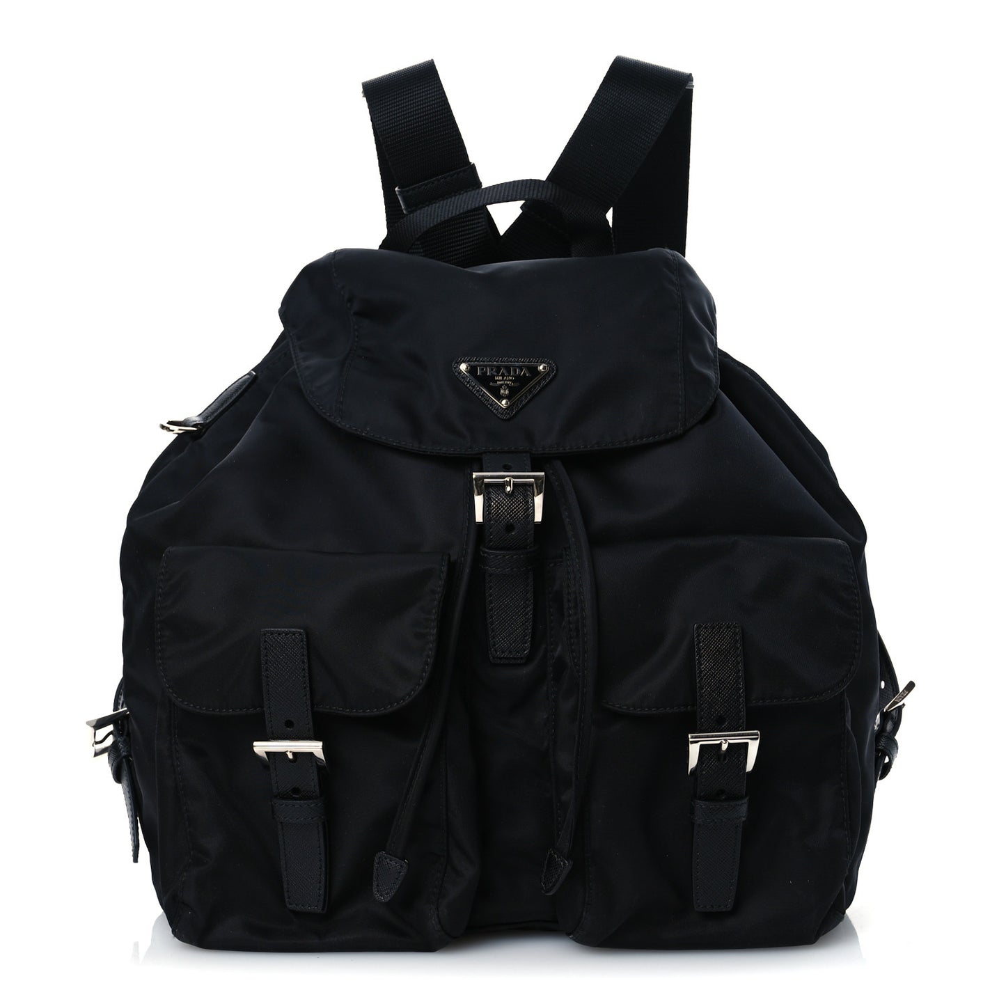 Tessuto Nylon Saffiano Medium Backpack Black