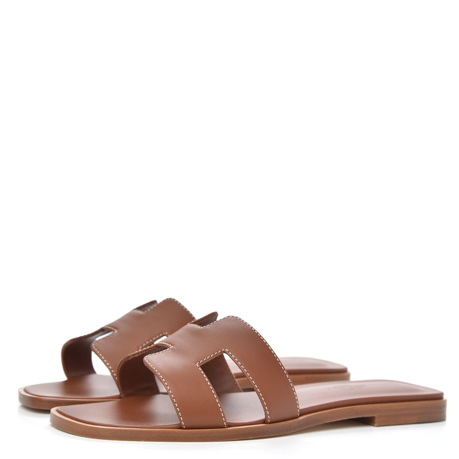 Hermes Box Calfskin Oran Sandals 36 Gold 3 of 9