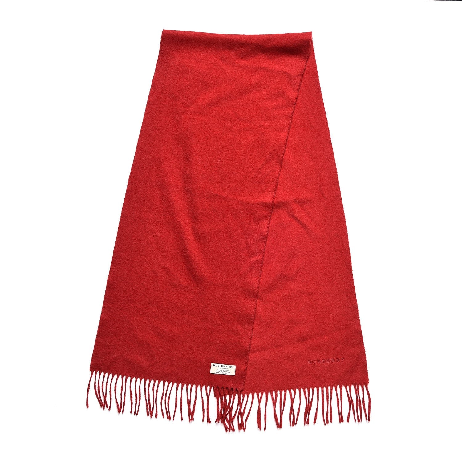 Burberry Cashmere Embroidered Fringe Scarf Red 3 of 5
