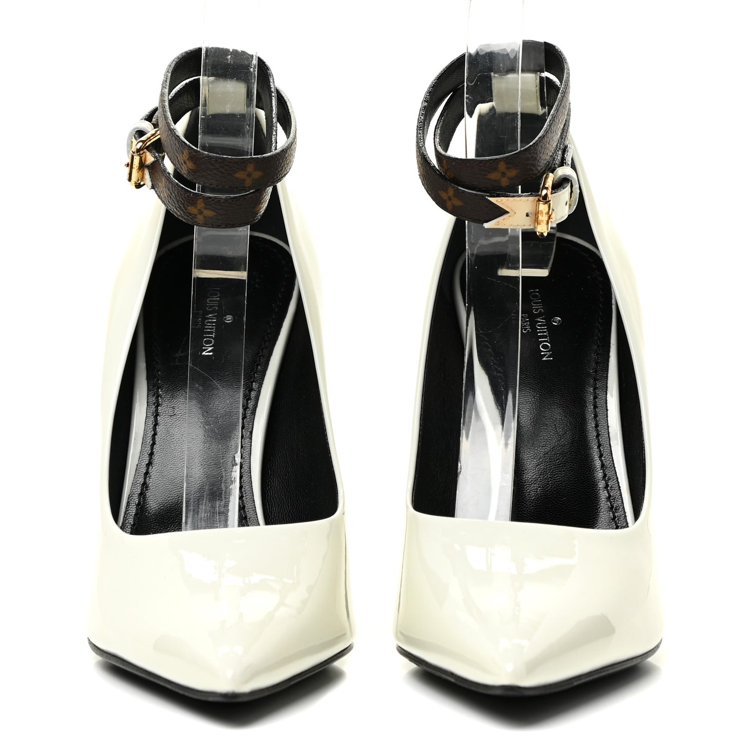 Monogram Patent Call Back Pumps 37.5 White