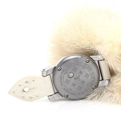 Louis Vuitton Stainless Steel Calfskin Mother of Pearl Fur 18mm Tambour Bijou Quartz Watch 4 of 4