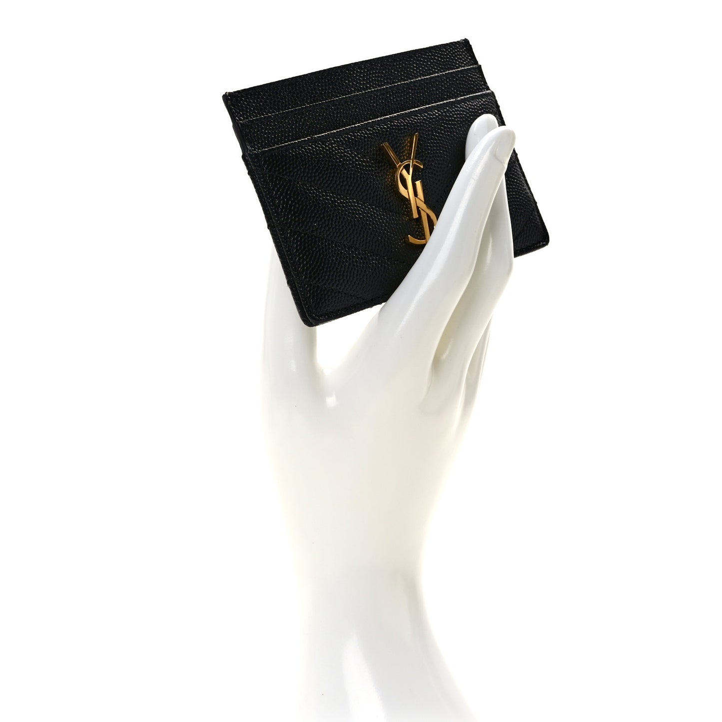 Grain De Poudre Matelasse Chevron Monogram Credit Card Case Black