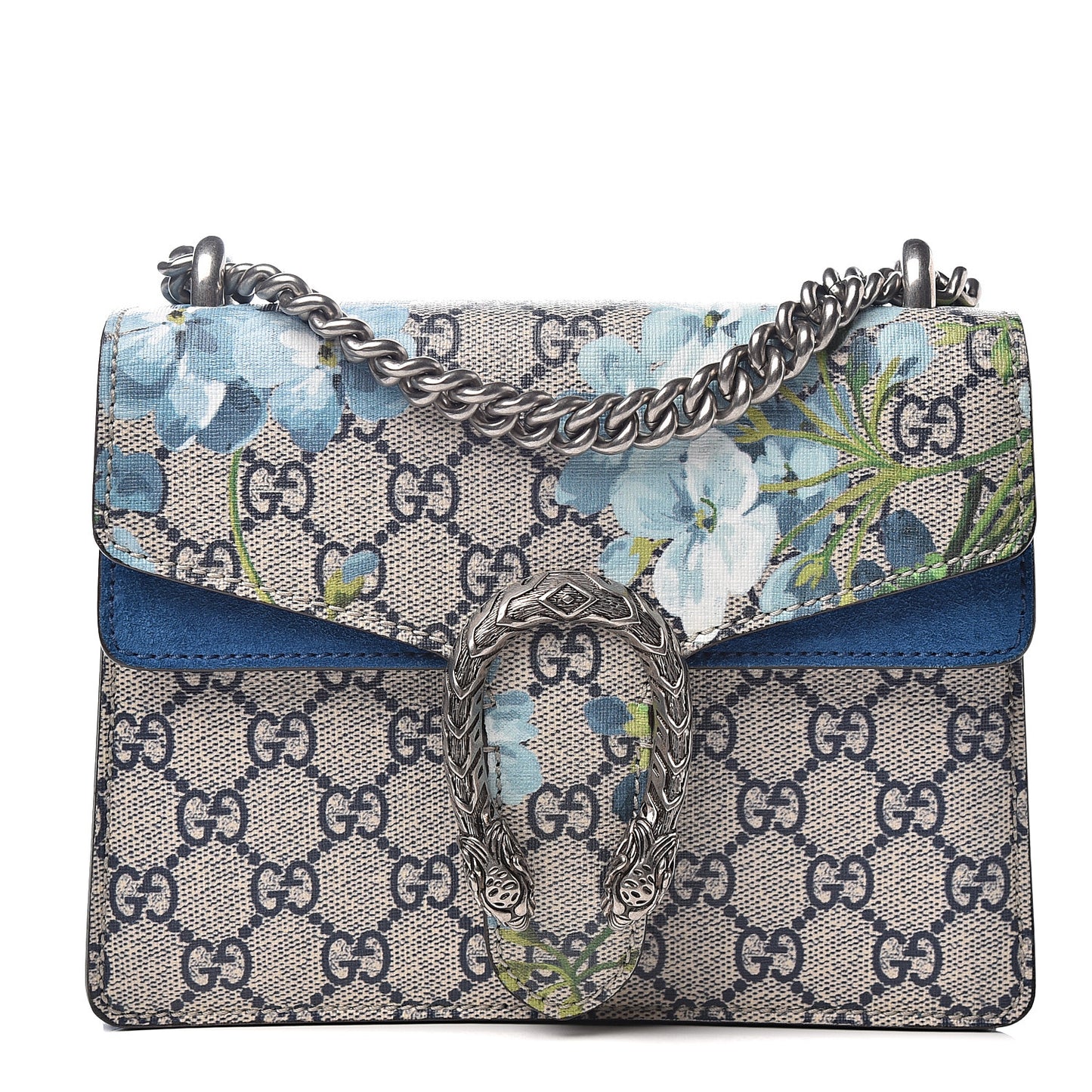 GG Supreme Monogram Blooms Mini Dionysus Shoulder Bag Beige Navy Vintage Blue