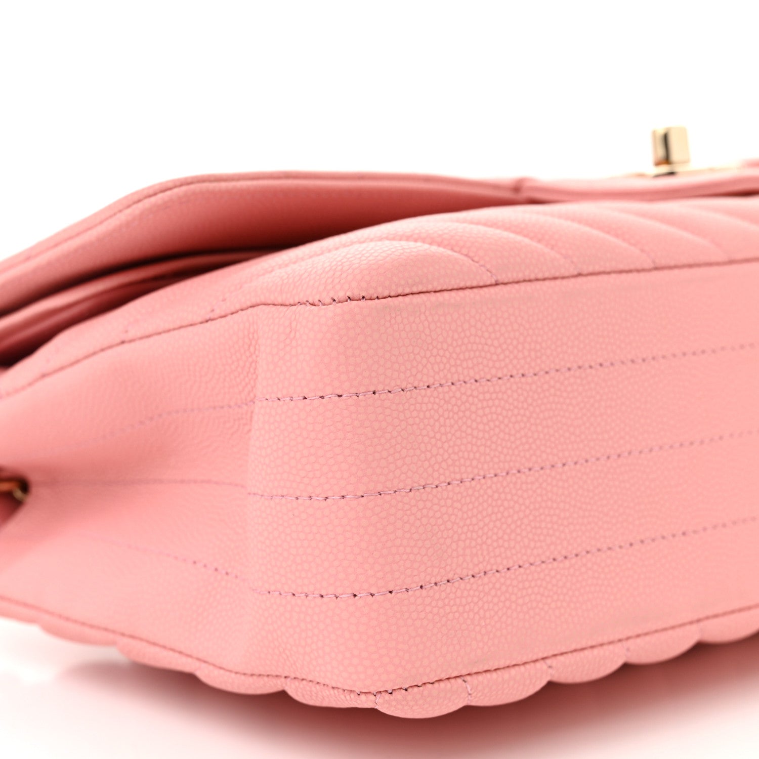 Chanel Caviar Flat Chevron Quilted Medium Double Flap Pink 9 of 12