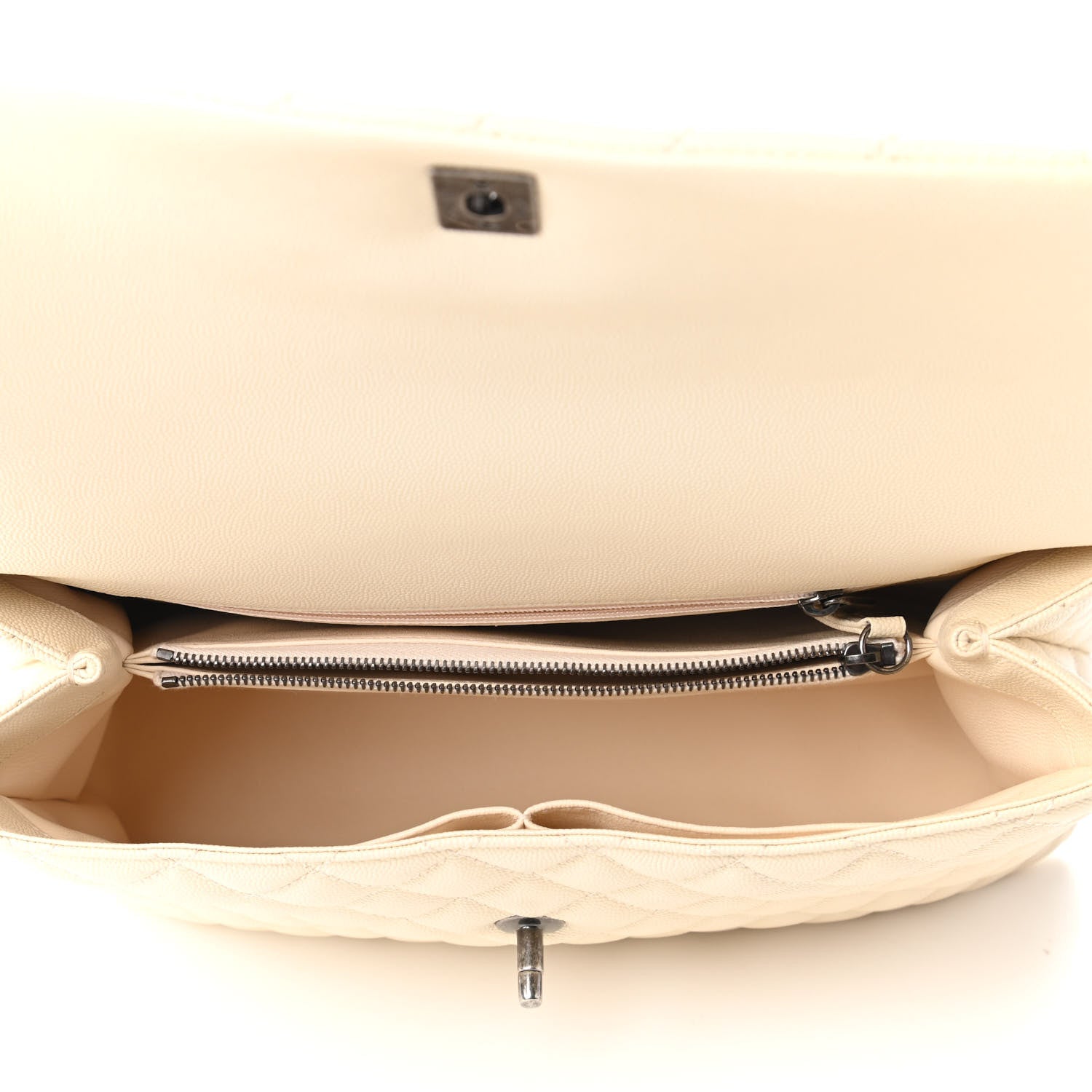 Chanel Caviar Lizard Quilted Medium Coco Handle Flap White 5 of 10
