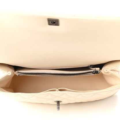 Chanel Caviar Lizard Quilted Medium Coco Handle Flap White 5 of 10