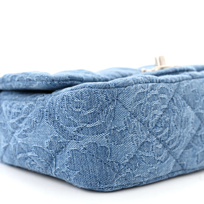 Chanel Denim Quilted Camellia Sweetheart Mini Flap Blue 9 of 11