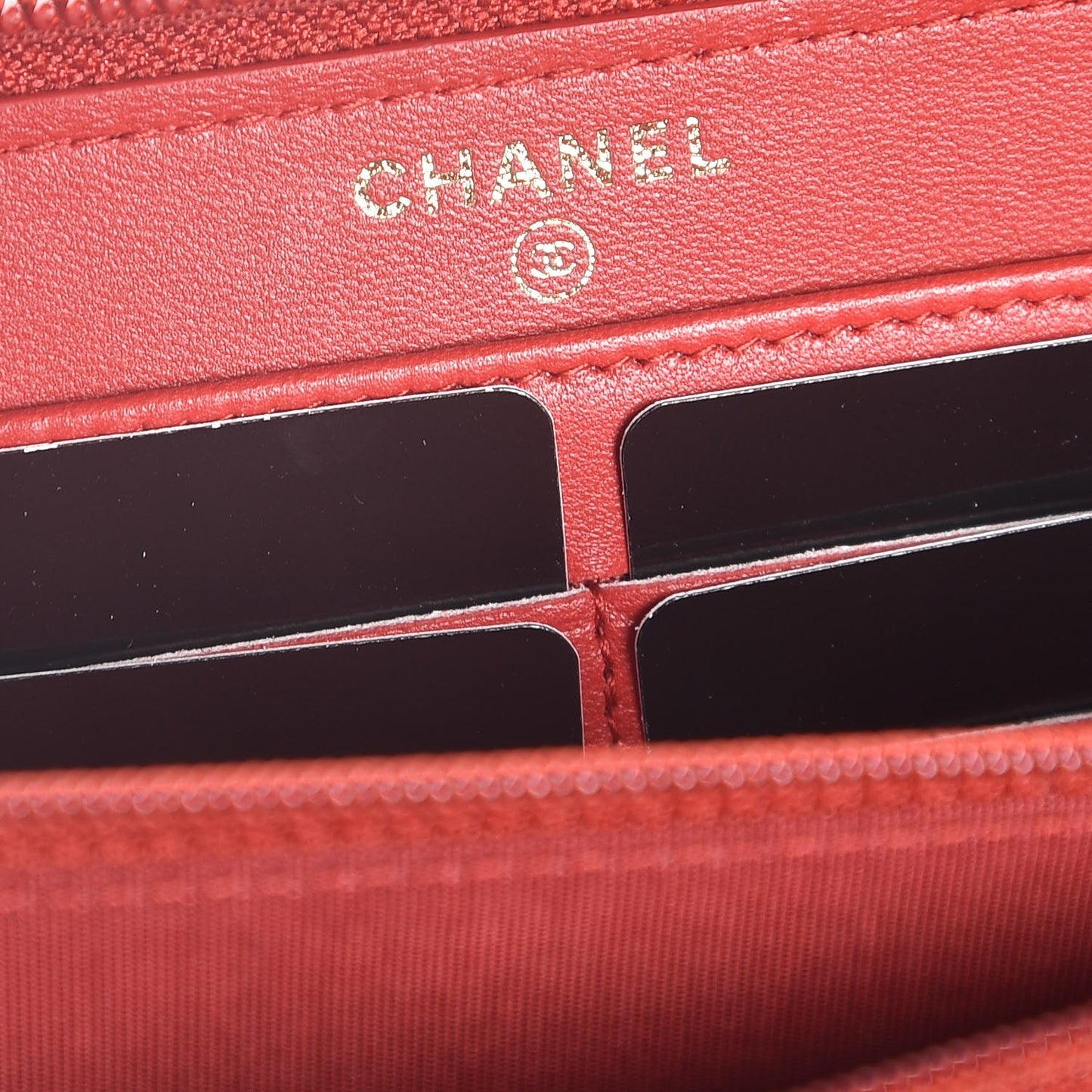Lambskin Quilted Boy Zip Around Wallet Red