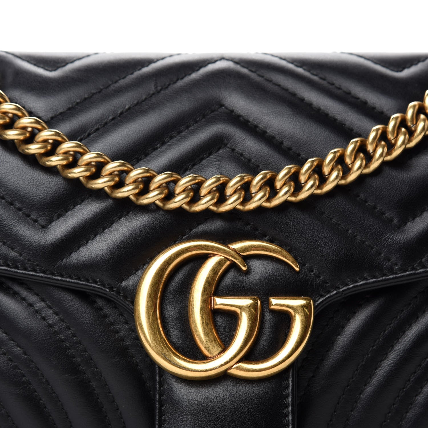 Gucci Calfskin Matelasse Small GG Marmont Shoulder Bag Black 12 of 12