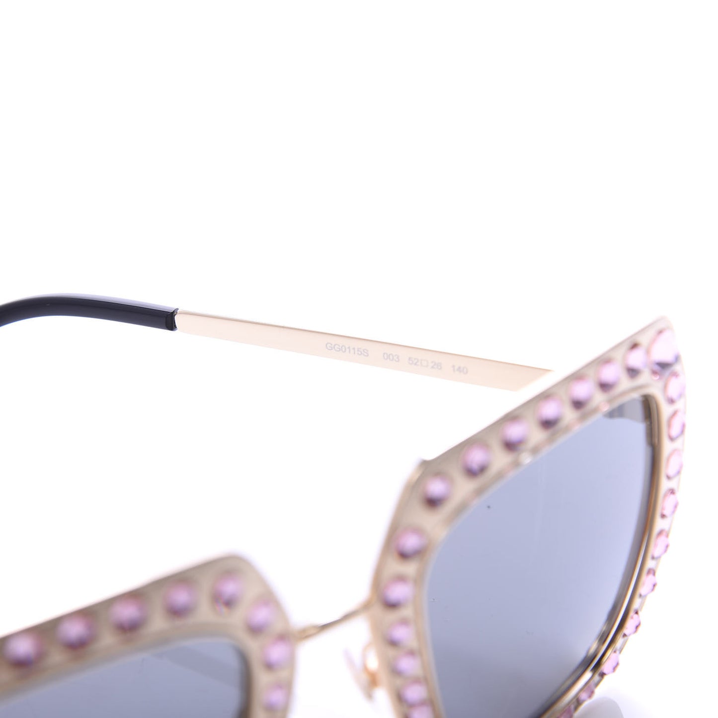 Metal Acetate Crystal Oversize GG0115S Sunglasses Rose Gold